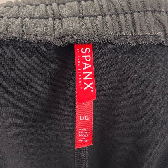 Spanx Black Faux Leather Jogger Pants Size Large - Picture 4 of 5